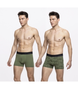 Pack 2 - Boxer Marc Olive Green/Print